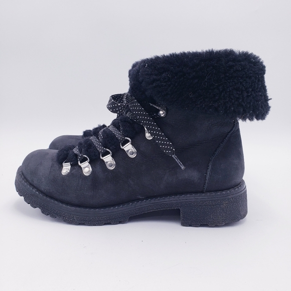 J.Crew Nordic Black Hiking Combat Boots Shearling Upper F8444 Size 8 - Picture 5 of 11
